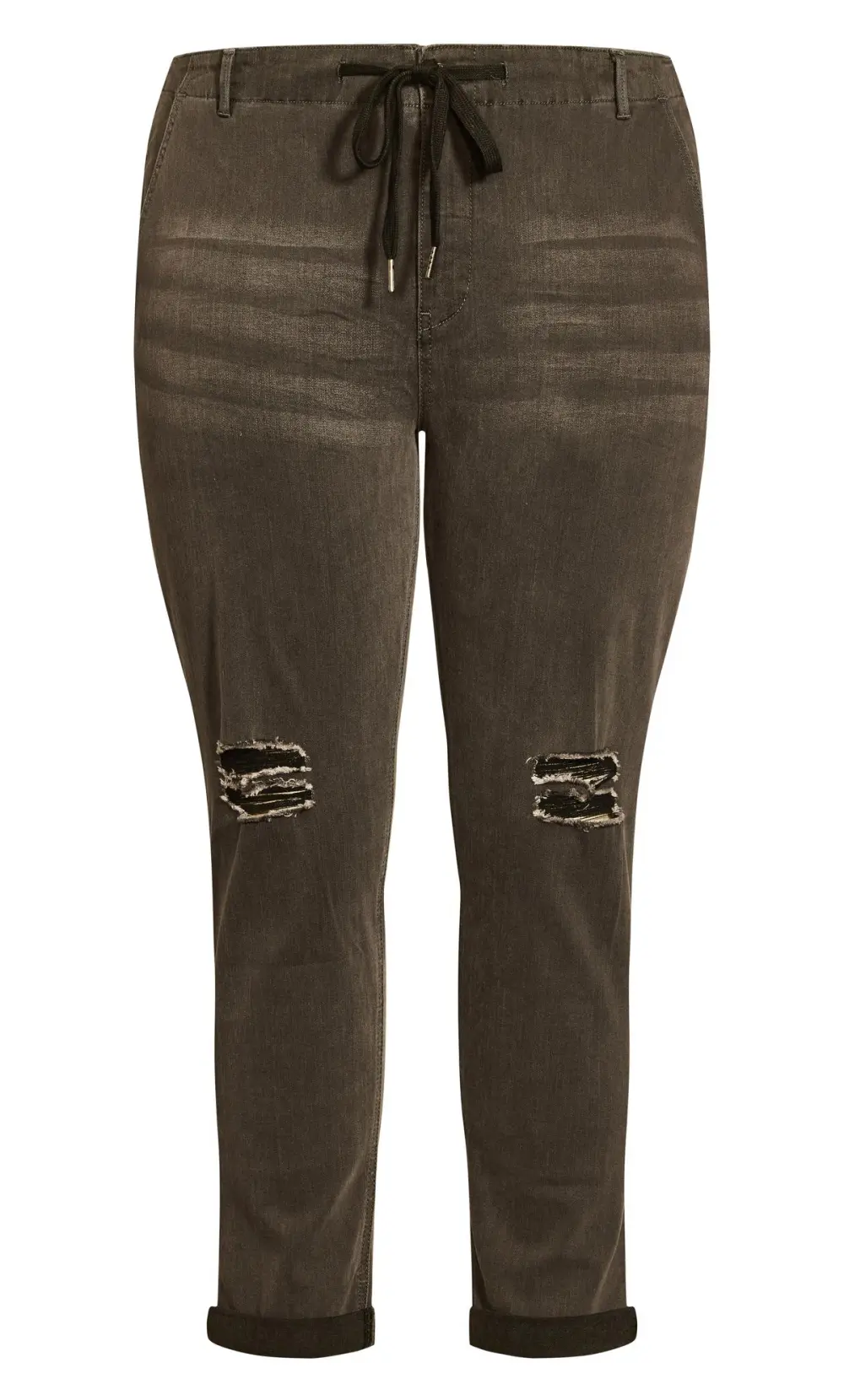 Evans Black Washed Distressed Drawstring Jeans