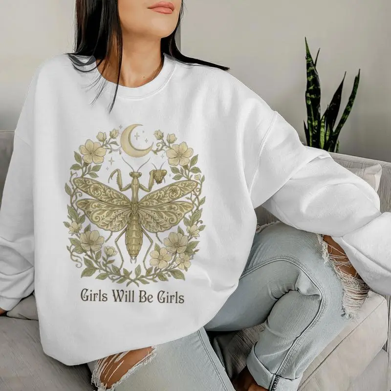 Girls Will Be Will Girls Praying Mantis Boho Celestial Women Sweatshirt