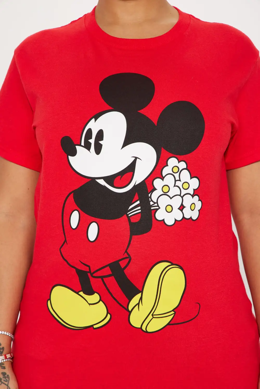 Mickeys Flowers Graphic Tee - Red