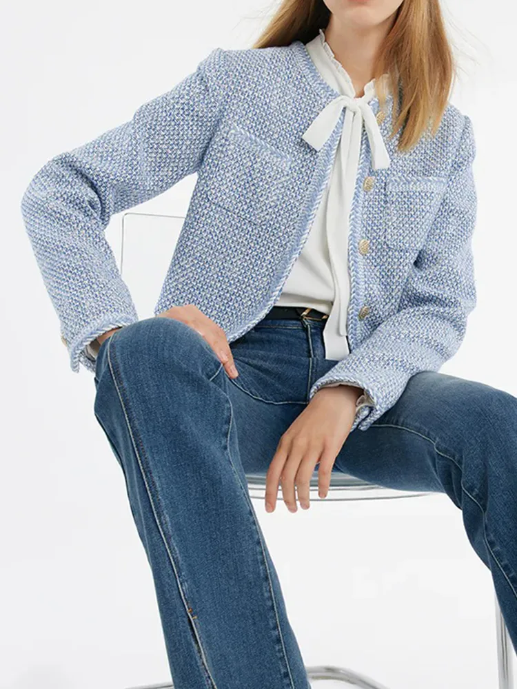 SIngle-Breasted Round Neck Women Jacket