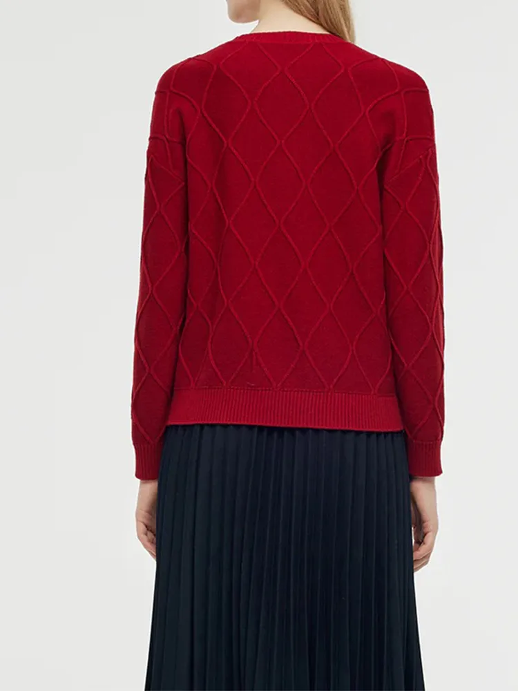 Women's Wool Blend Red Sweater