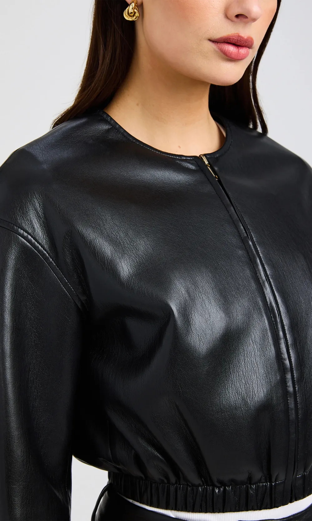 Leather Zip Up Top