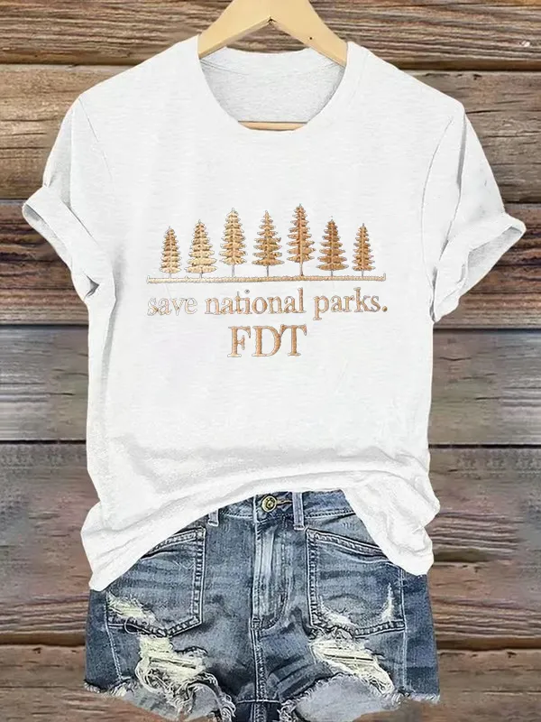 Women'S T-Shirt Women'S Retro Save National Parks FDT Print T-Shirt