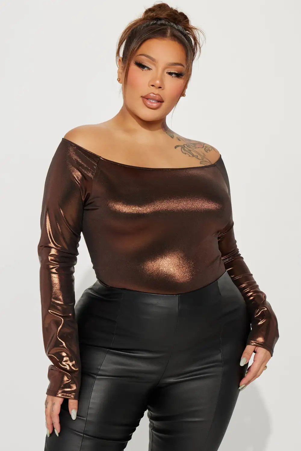 Doing Better Metallic Bodysuit - Rose Gold