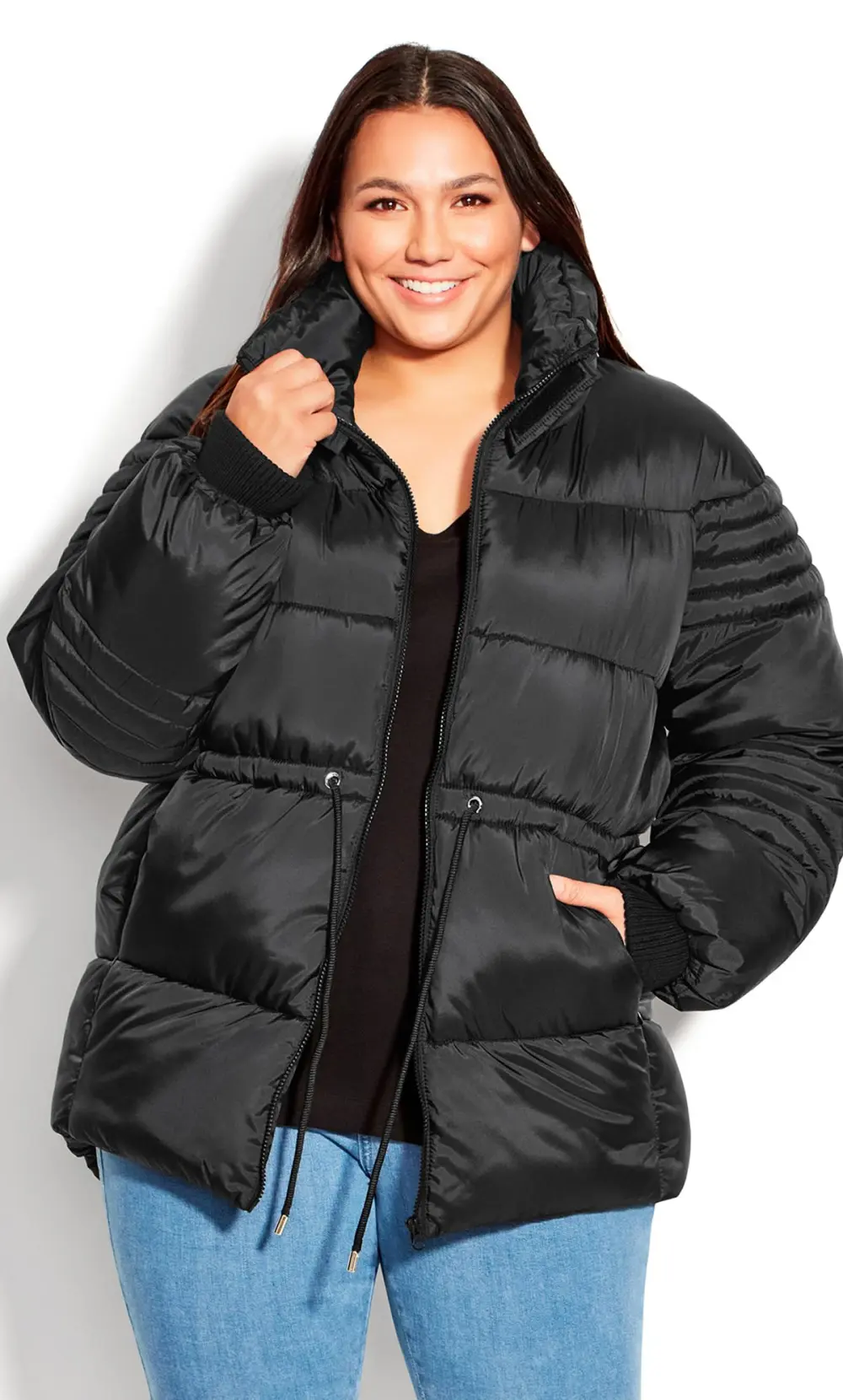 Evans Black Puffer Coat