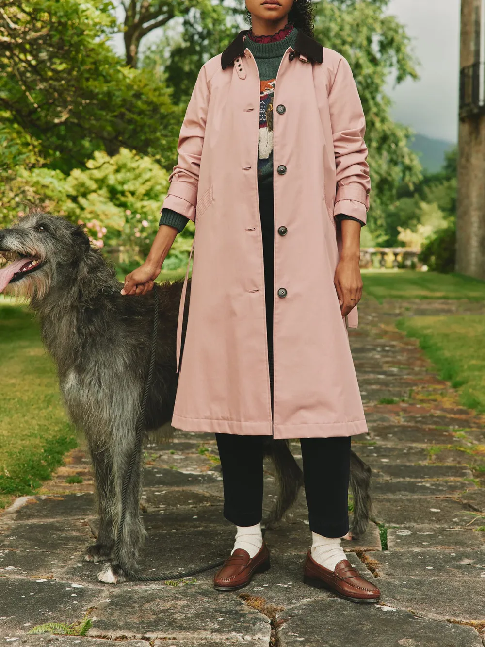Pink Waterproof Belted Trench Coat