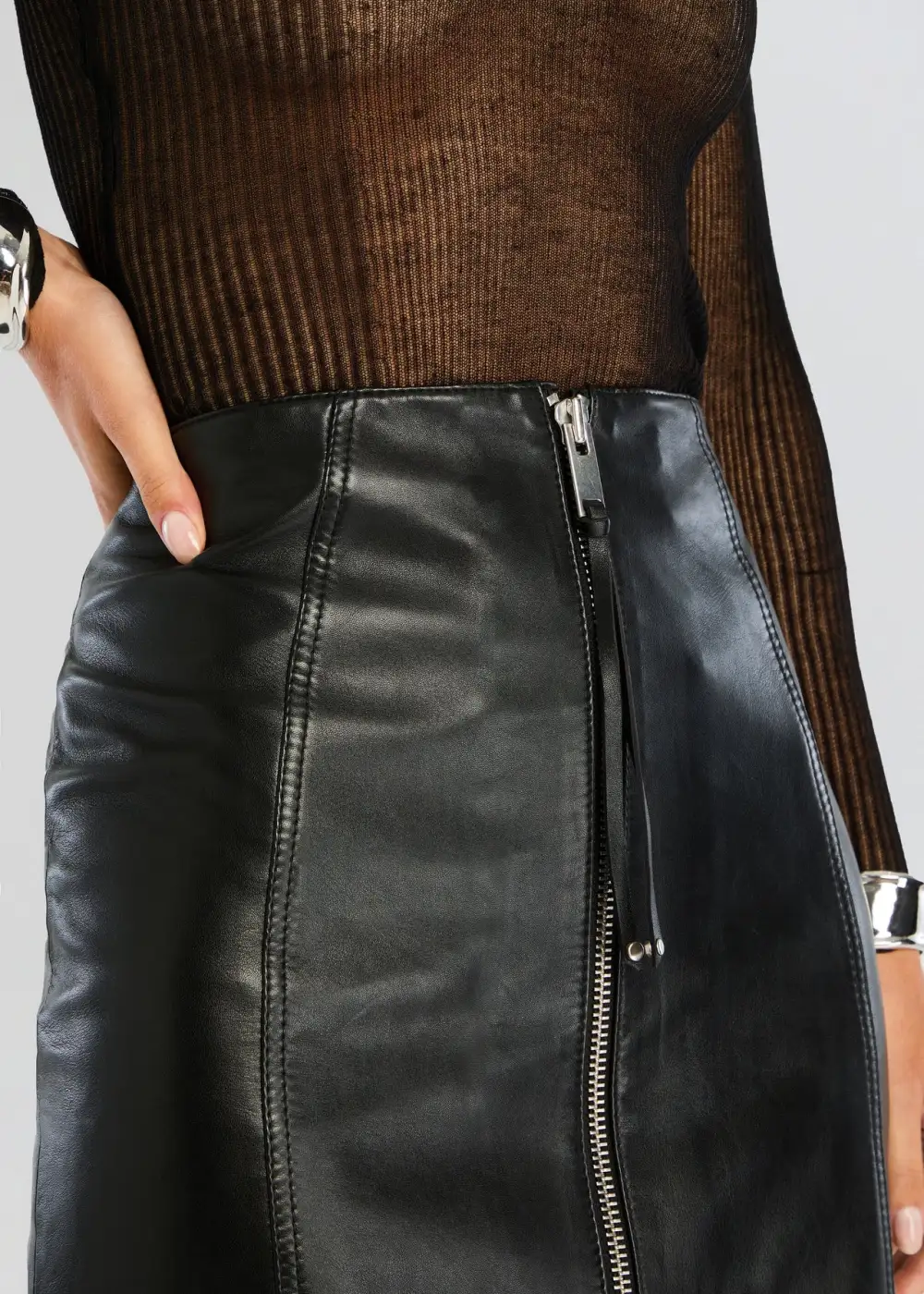 Black Zipper Mini Skirt