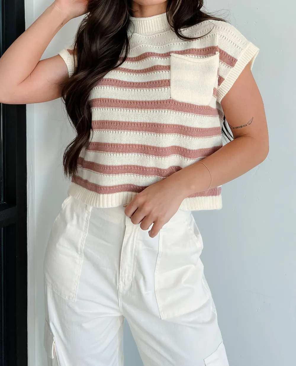 Turtleneck Striped Sweater Top