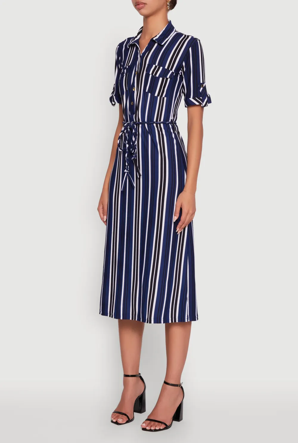 Striped Lace Up Dress