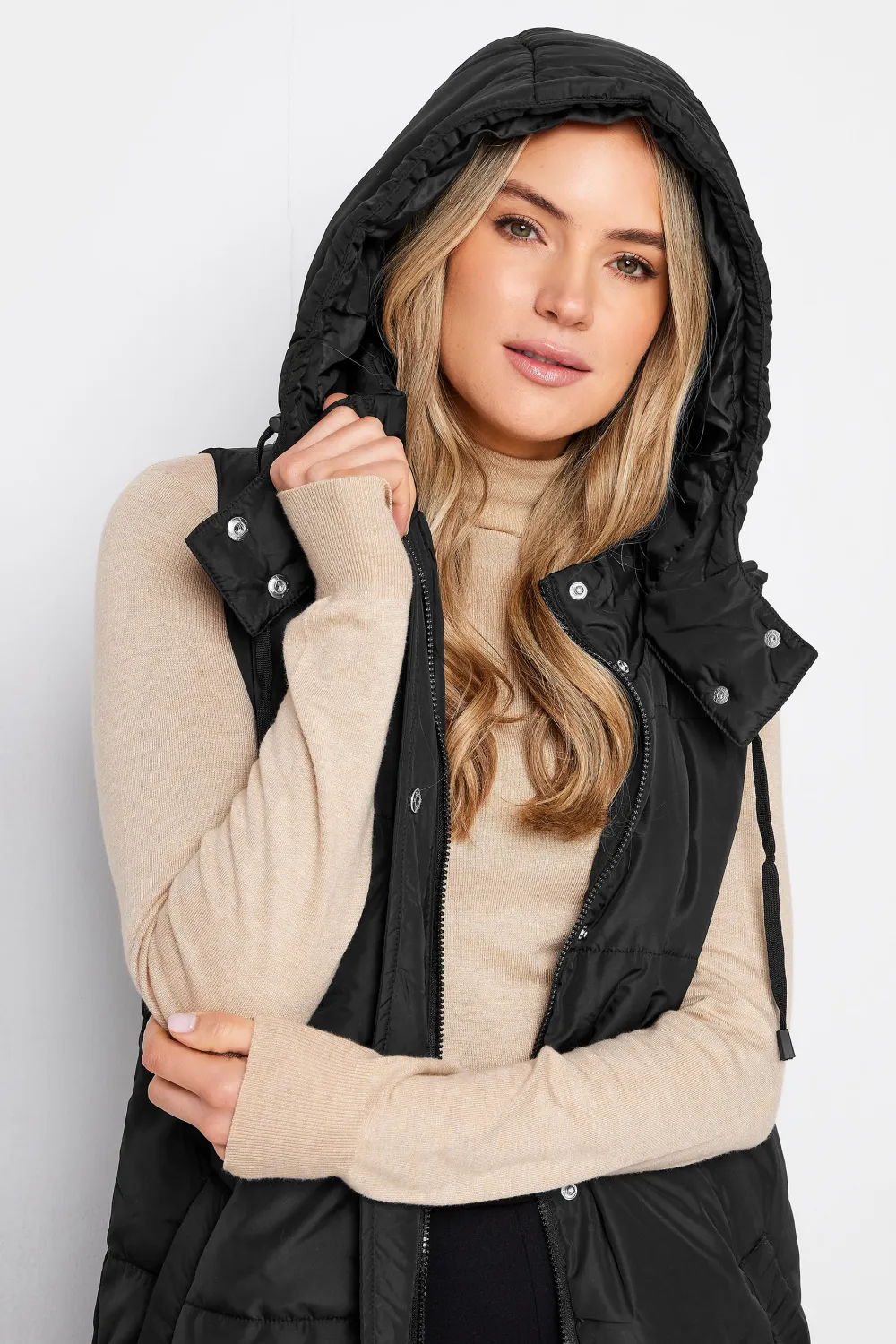 LTS Tall Black Midaxi Puffer Gilet
