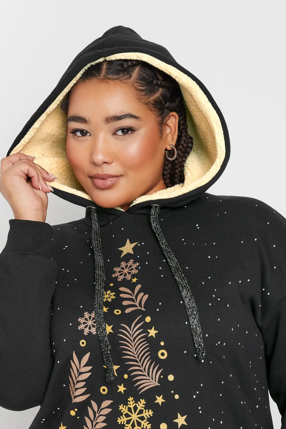 YOURS Curve Black 'Merry Christmas' Hoodie