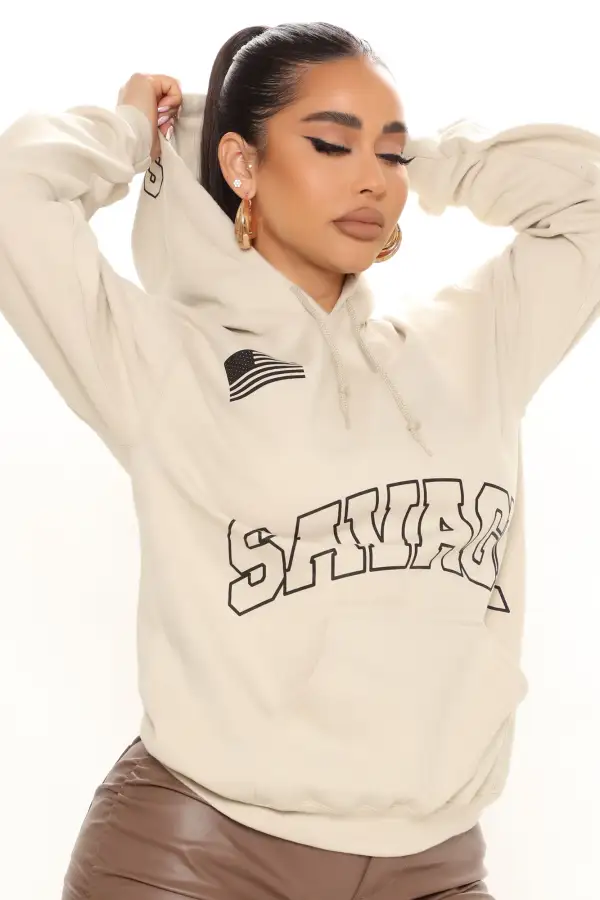 Savage Nation Hoodie - Taupe