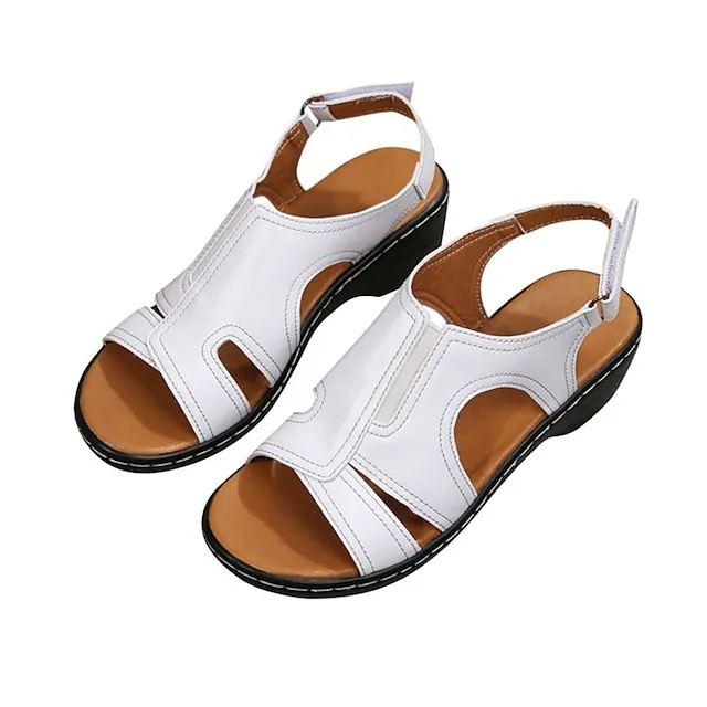 Women's Sandals Boho Bohemia Beach Wedge Sandals Gladiator Sandals Roman Sandals Outdoor Daily Beach Summer Buckle Wedge Heel Open Toe Casual Minimalism Walking Shoes PU Leather Faux Leather Magic