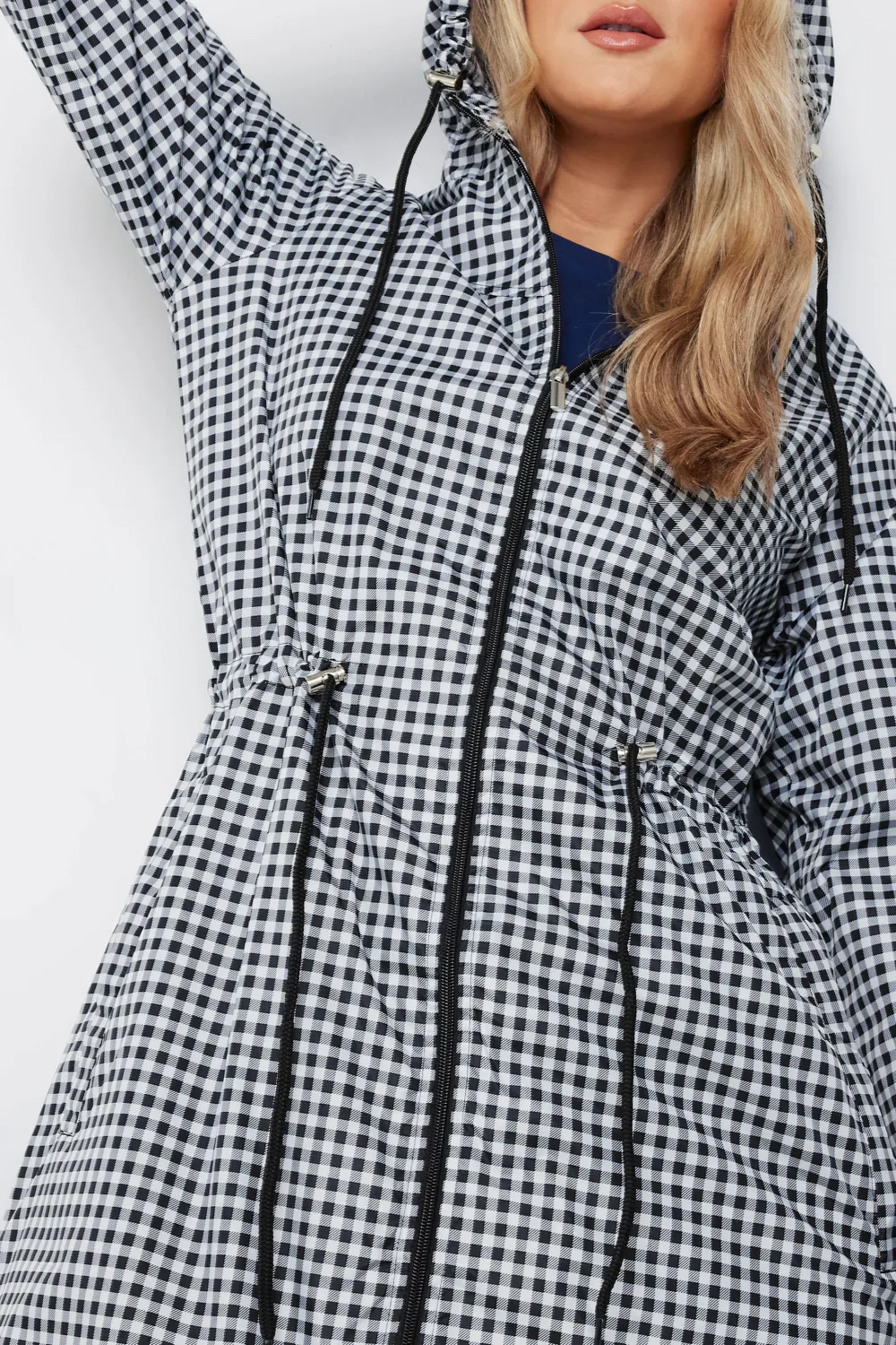 Casual Style Gingham Pocket Parka Coat