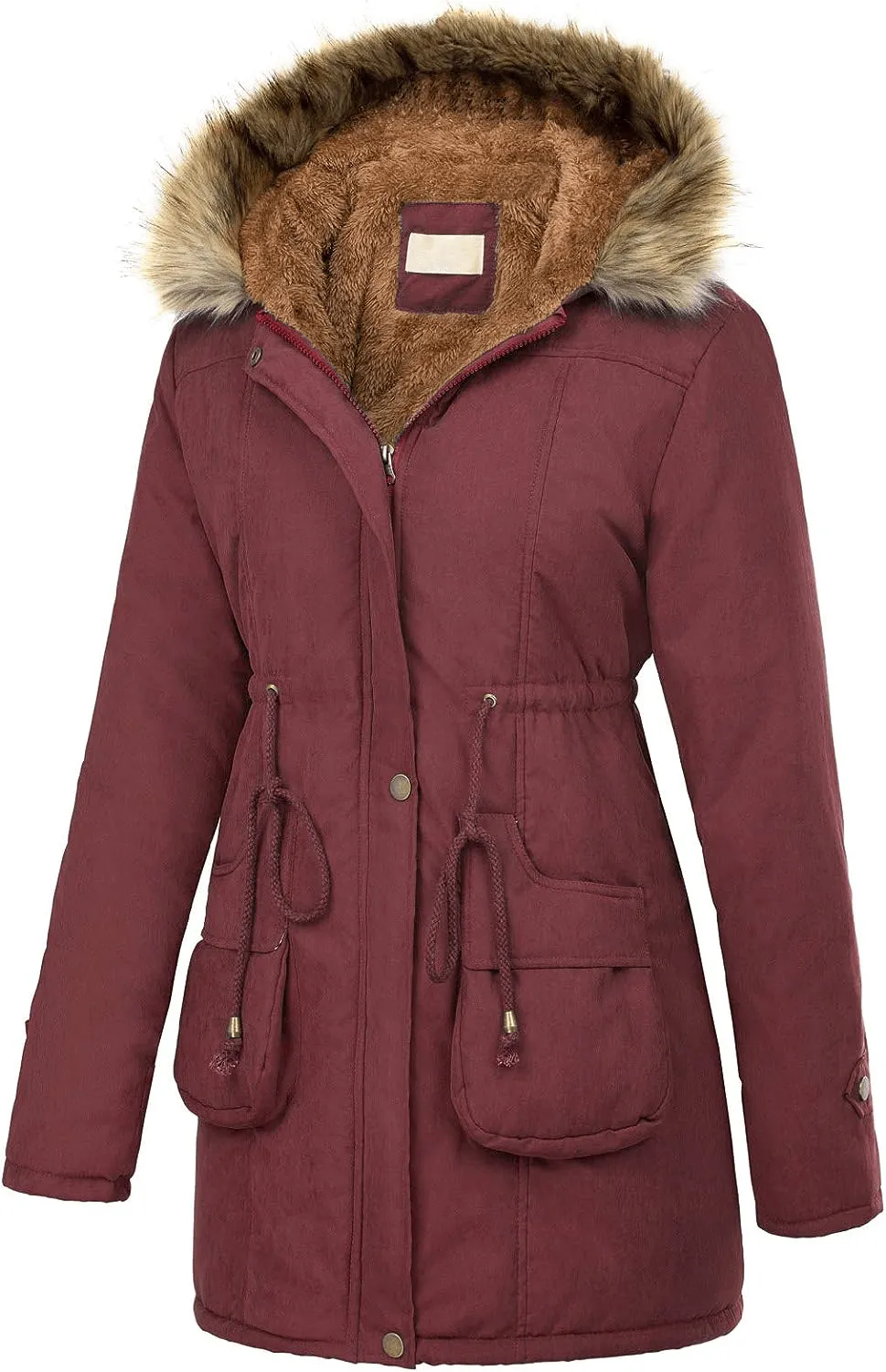 Women's Winter Coats Fleece Parkas Anoraks Hooded Military Jacket Coats M Black