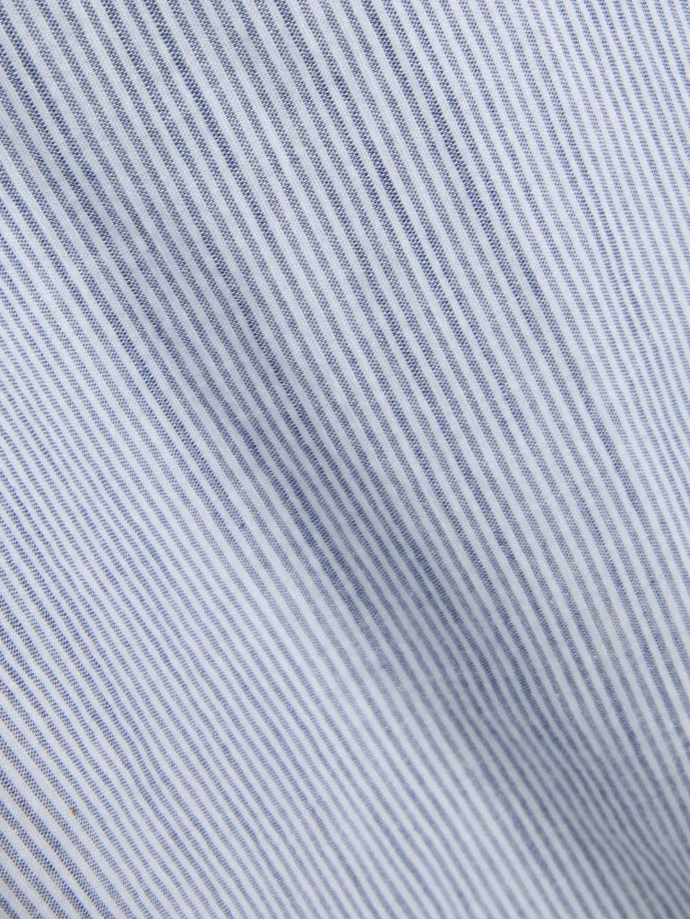 Blue Slub-Striped Cotton Shirt