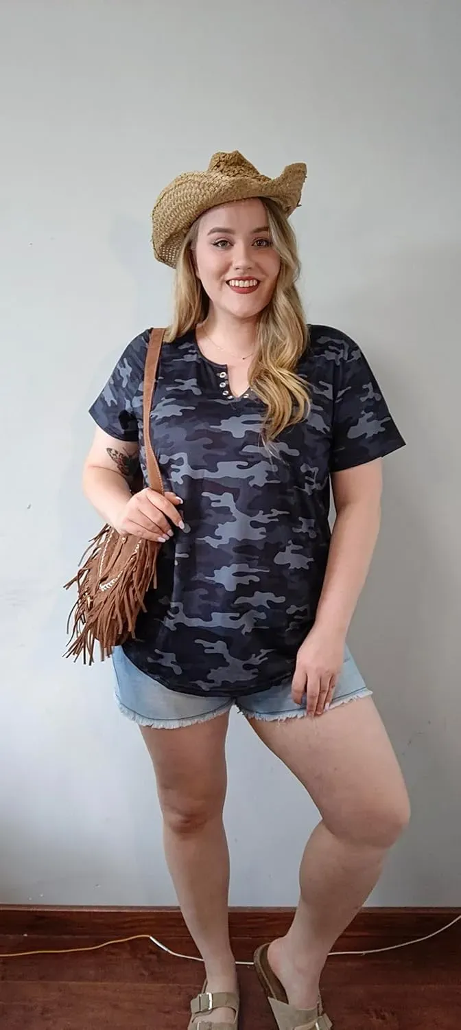 TIYOMI Plus Size T Shirt for Women Short Sleeve Tunic Cross Line Shirts Round Neck Tops Summer Blouse XL-5XL 14-28