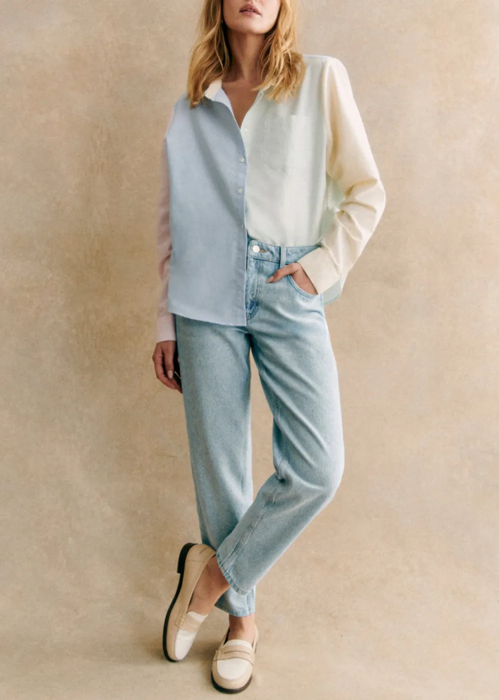 Mid-Rise Wide-leg Denim Trousers