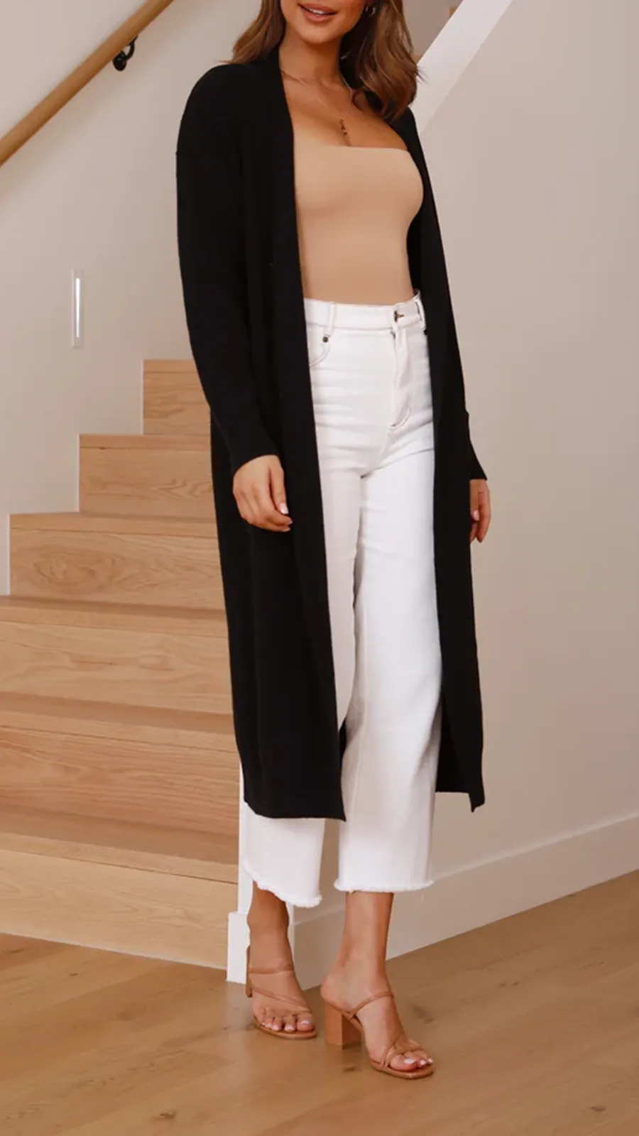 Solid Color Long Knitted Coat