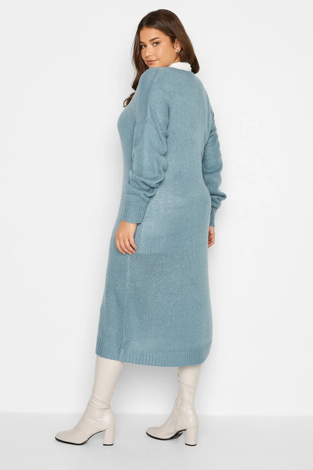 LTS Tall Denim Blue Knitted Midi Dress