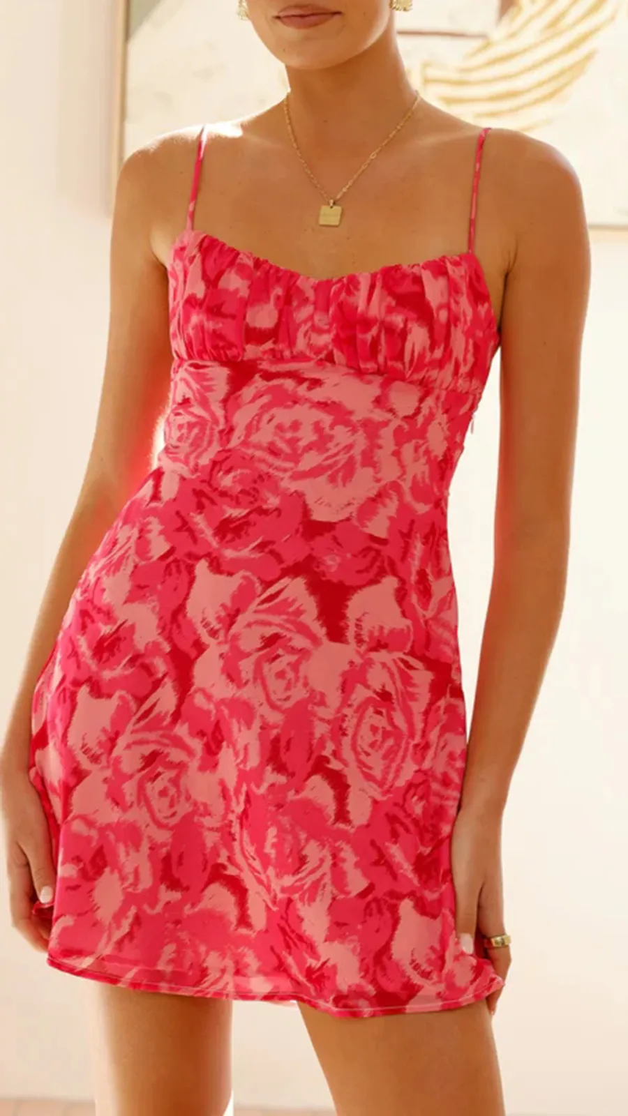 Thin Adjustable Straps Mini Dress