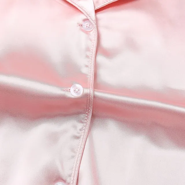 Women's Gift Loungewear Pajamas Sets Home Party Valentine's Day Feather Pure Color Silk Simple Soft Shirt Pant Fall Spring Summer Lapel Long Sleeve Long Pant Buckle Pocket