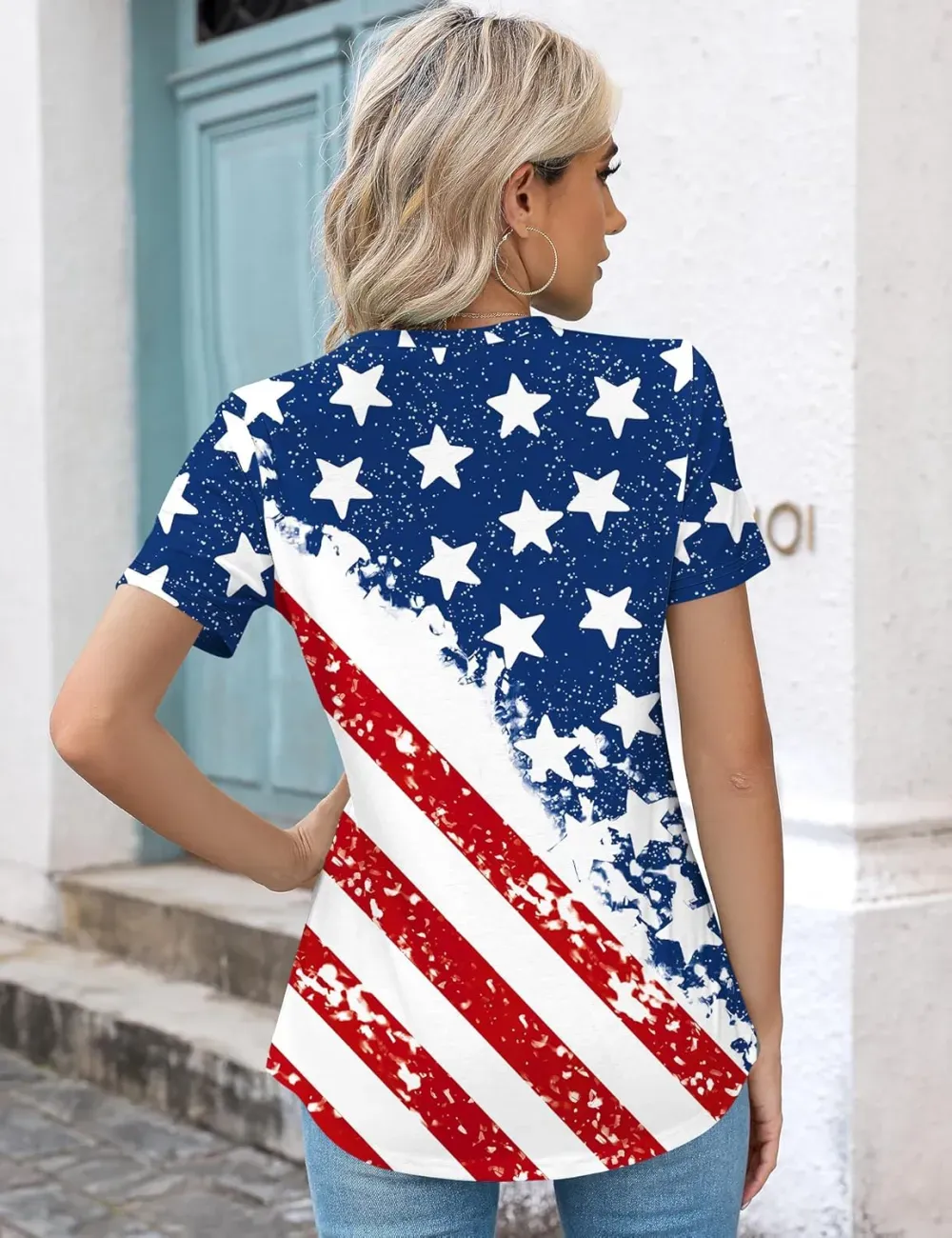 Kistore Womens Casual Crew Neck Short Sleeve Pleated Tops Blouses Fashion Clothes 2024