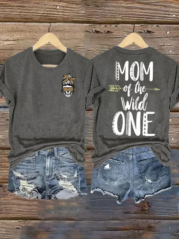 Women'S T-Shirt Women'S Mother'S Day Wild Child Mommy Round Neck T-Shirt