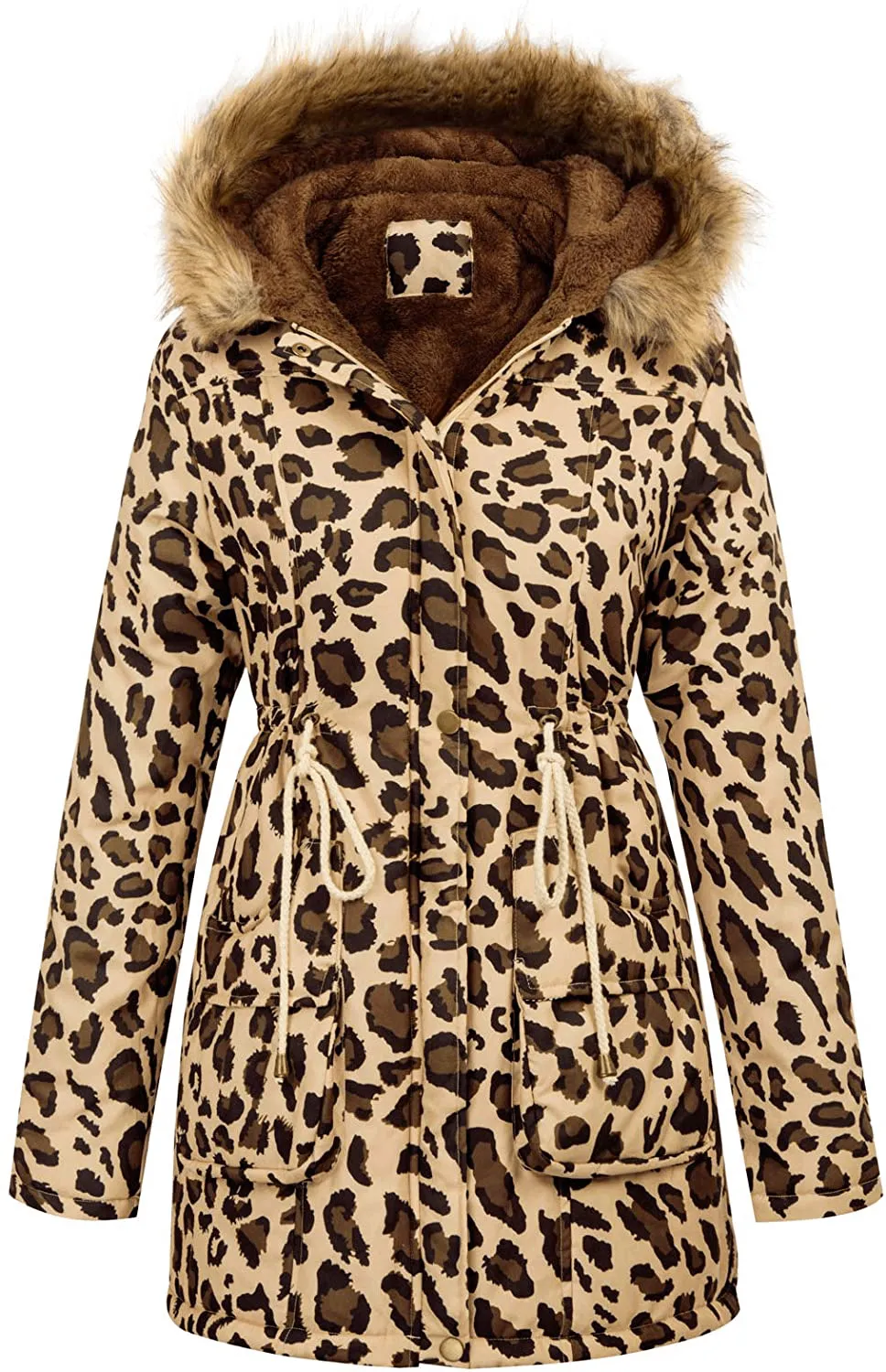 Women's Winter Coats Fleece Parkas Anoraks Hooded Military Jacket Coats M Black