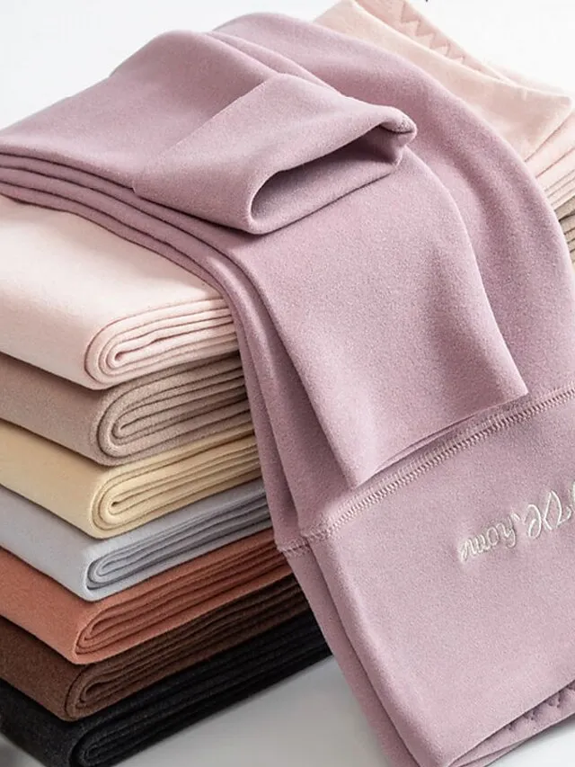 Women‘s Thermal Underwear Pants Nude Purple Pink High Waist Fashion Casual Daily High Elasticity Ankle-Length Thermal Warm Plain M L XL 2XL 3XL / Skinny