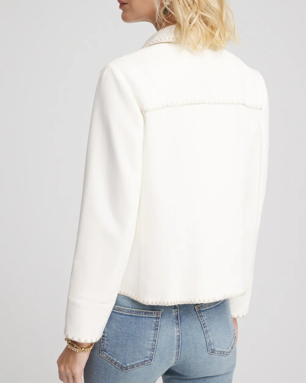 White Button Front Military Style Jacket