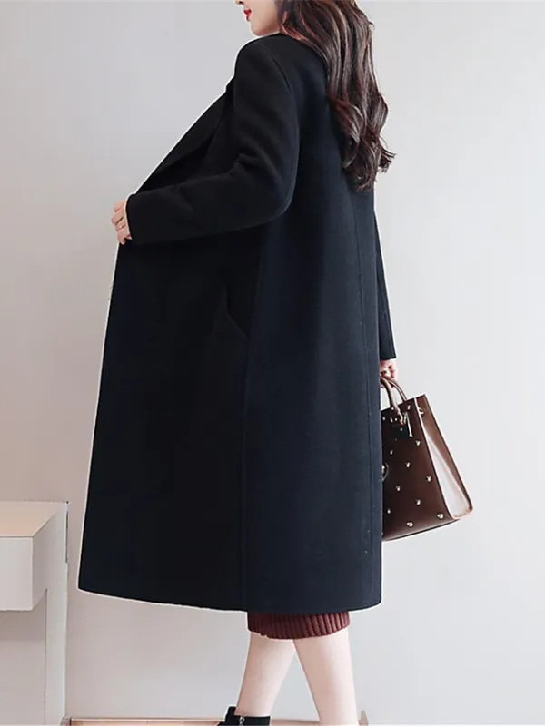 Women's Coat Long Coat Black Blue Camel Red Active Street Fall Regular Fit S M L XL XXL 3XL / Daily / Winter