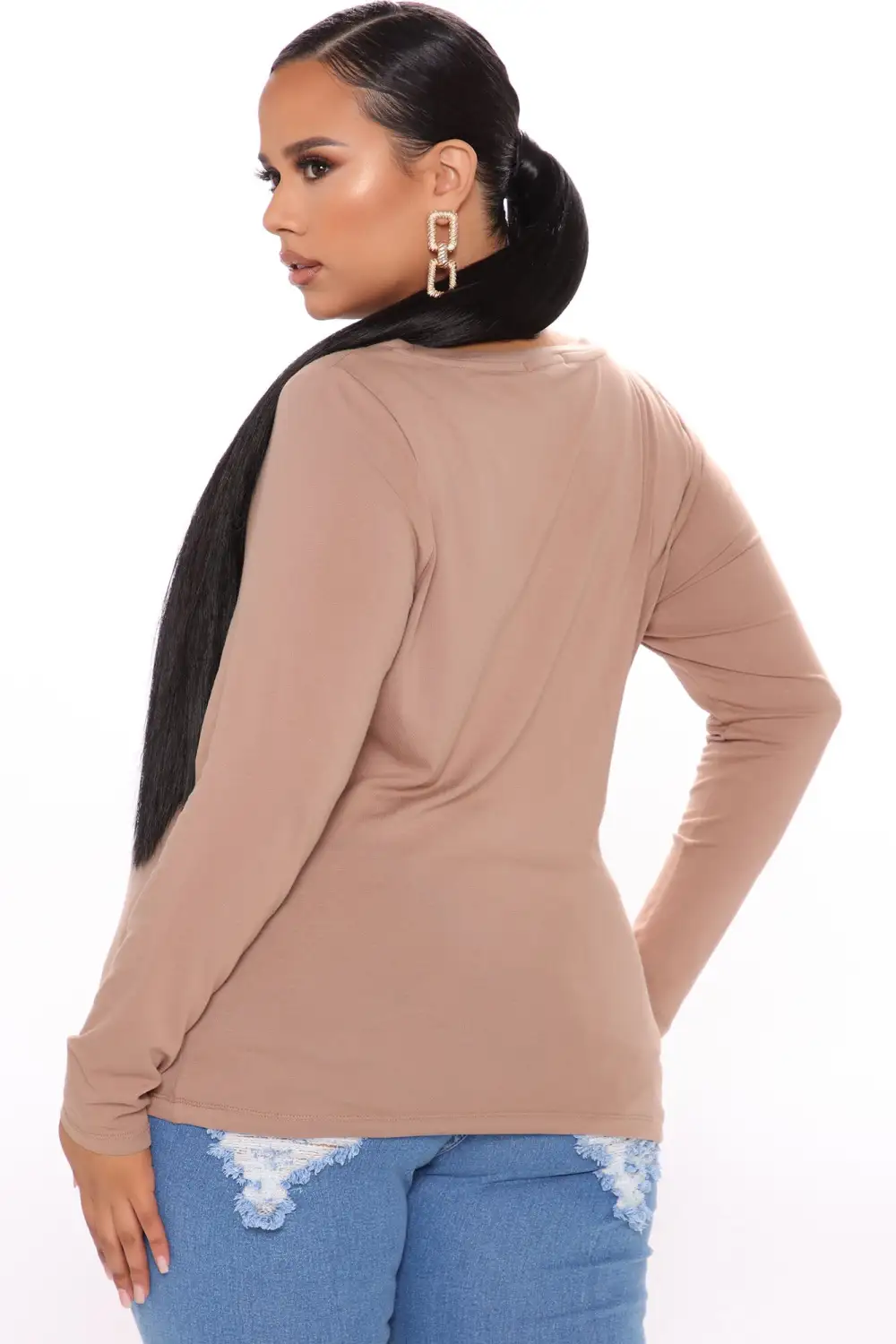 Briana Long Sleeve Top - Taupe