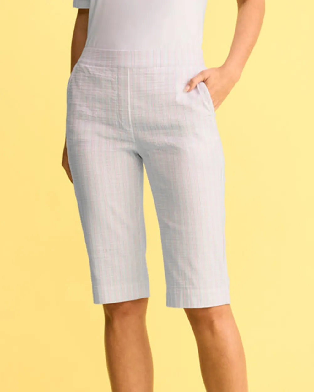 Pin Striped Knee Length Shorts