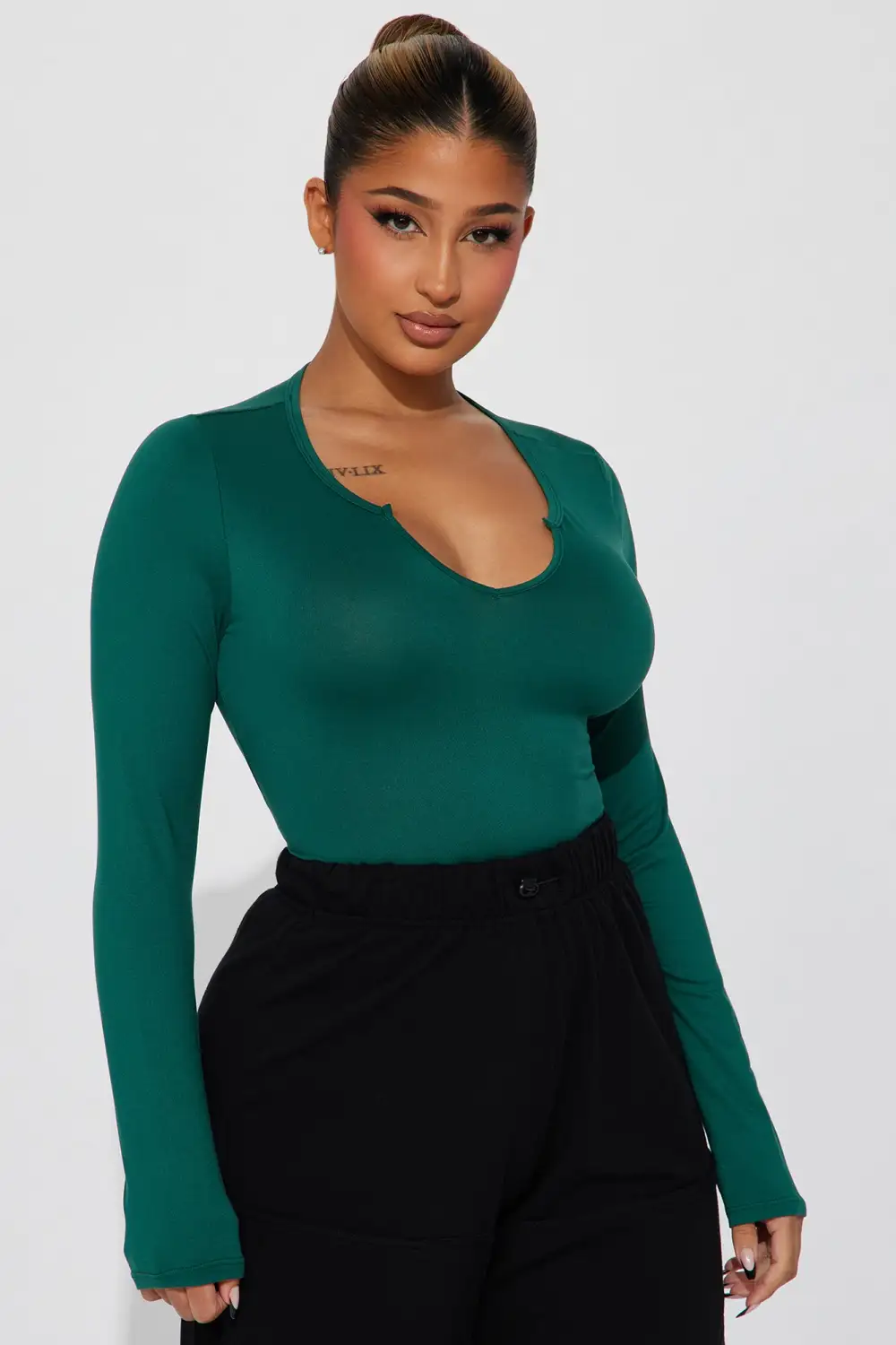 Notch Your Girl Long Sleeve Top - Teal