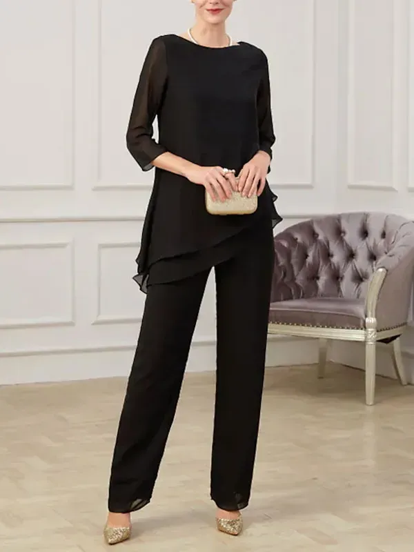 Round neck irregular temperament ladies suit