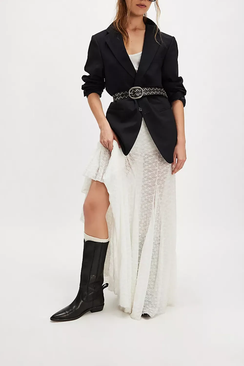 Lace Trimmed Maxi Skirt