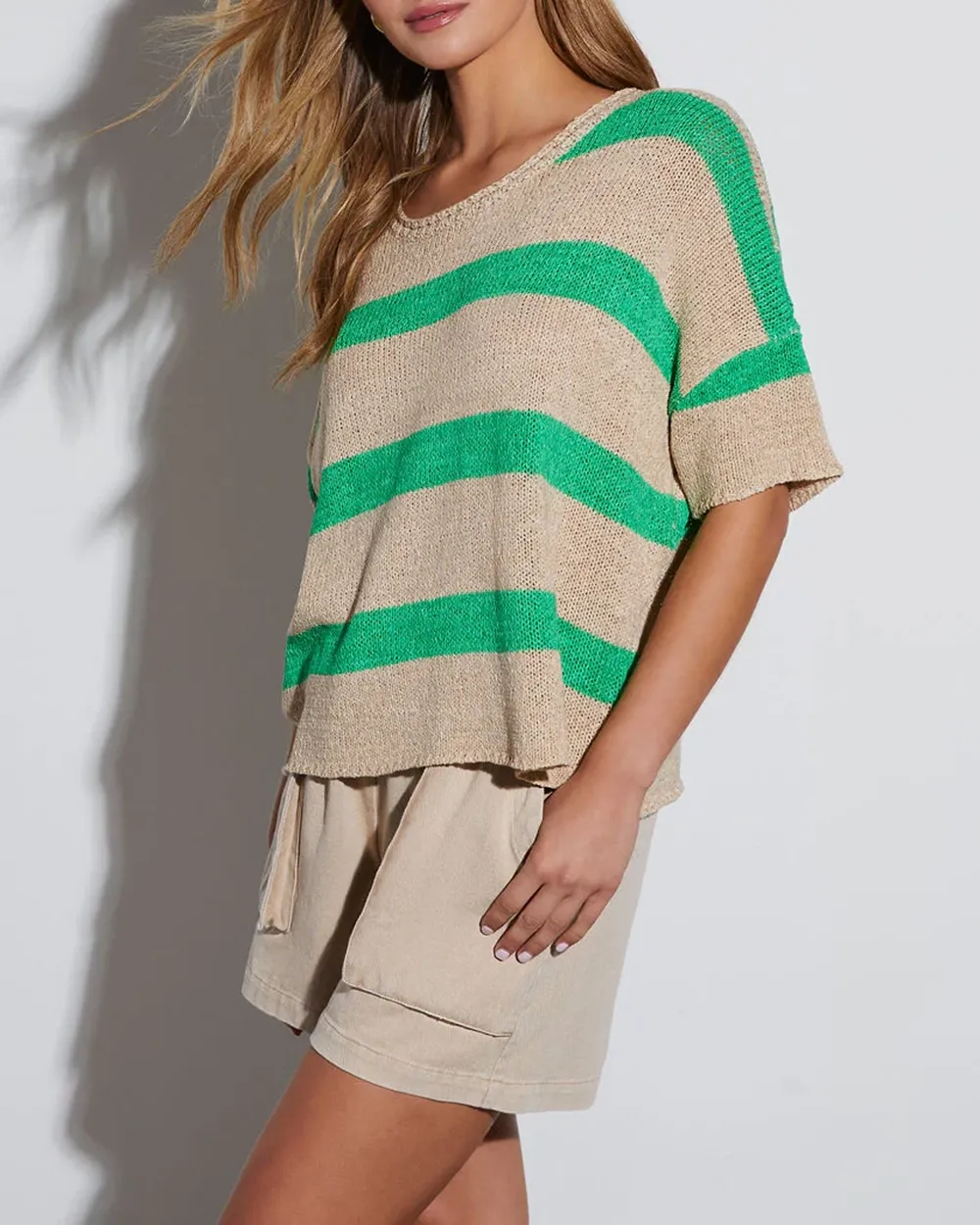 Striped Short Sleeve Sweater