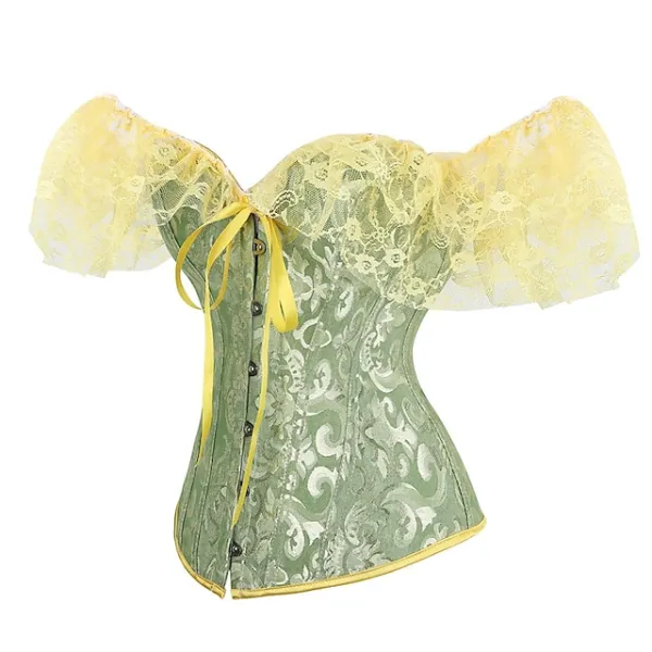 Women's Corsets Halloween Country Bavarian Overbust Corset Tummy Control Push Up Lace Lace Jacquard Pure Color Hook & Eye Lace Up Cotton Polyester Christmas Wedding Party Birthday Party Fall