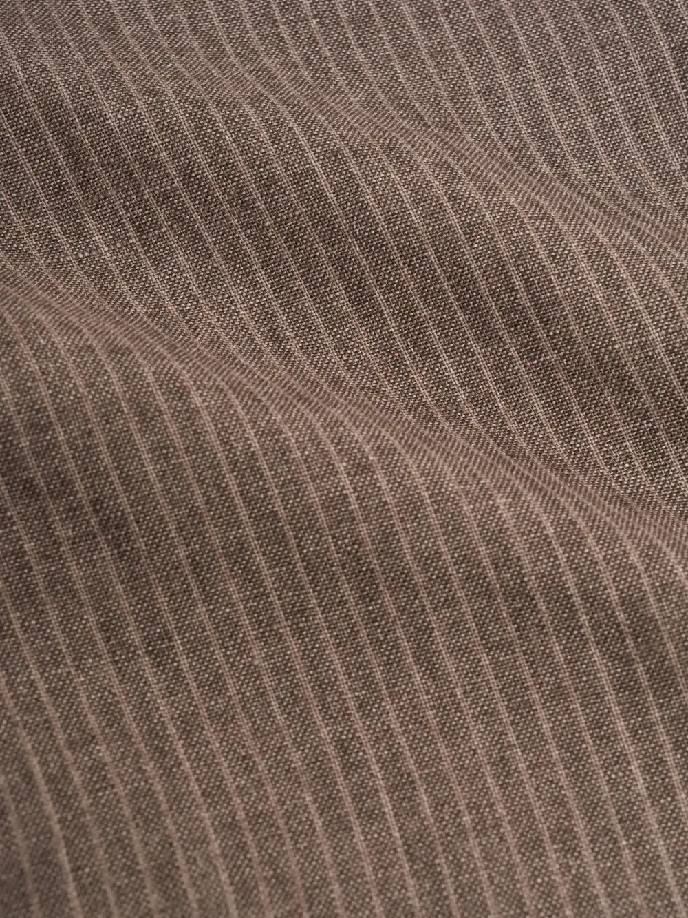 Brown Straight-Leg Belted Linen Trousers