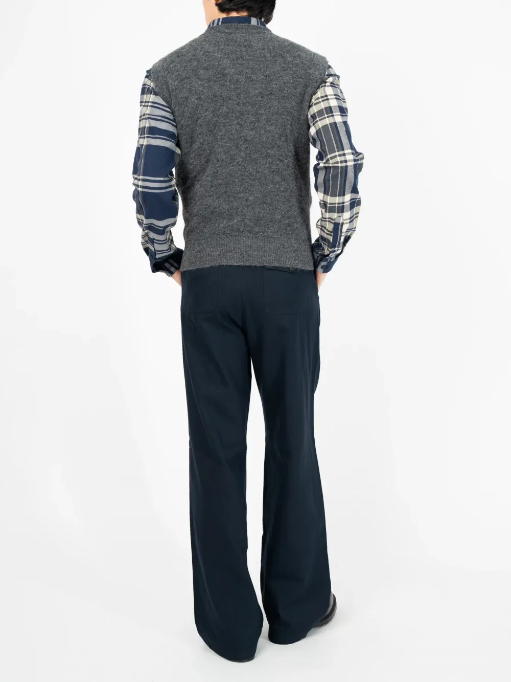 Grey Casual Style V Neck Vest