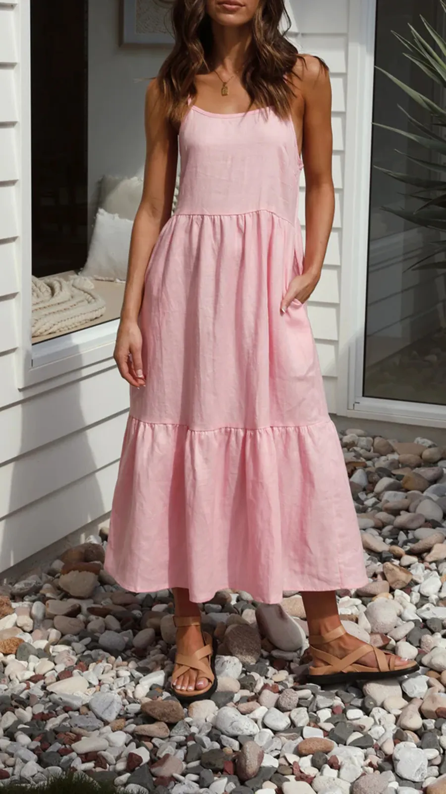 Loose Fluffy Long Suspender Dress