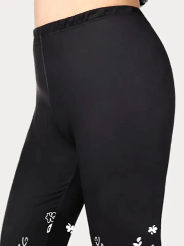 Women's Plus Size Curve Leggings Print Floral Sporty Yoga Casual Daily Natural Calf-Length Spring Summer Green Black Purple L XL XXL 3XL 4XL