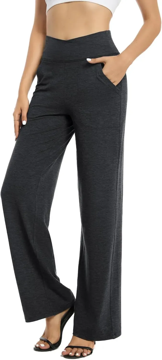 G4Free Wide Leg Pants for Women Loose Yoga Pants with Pockets Petite/Regular/Tall Stretch Casual Lounge Pants