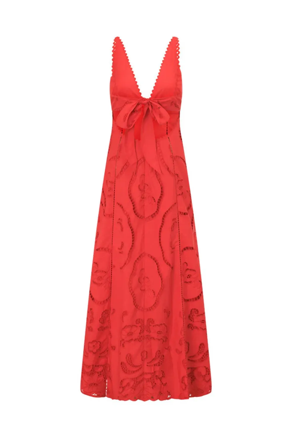 Embroidered Deep V Neck Maxi Dress
