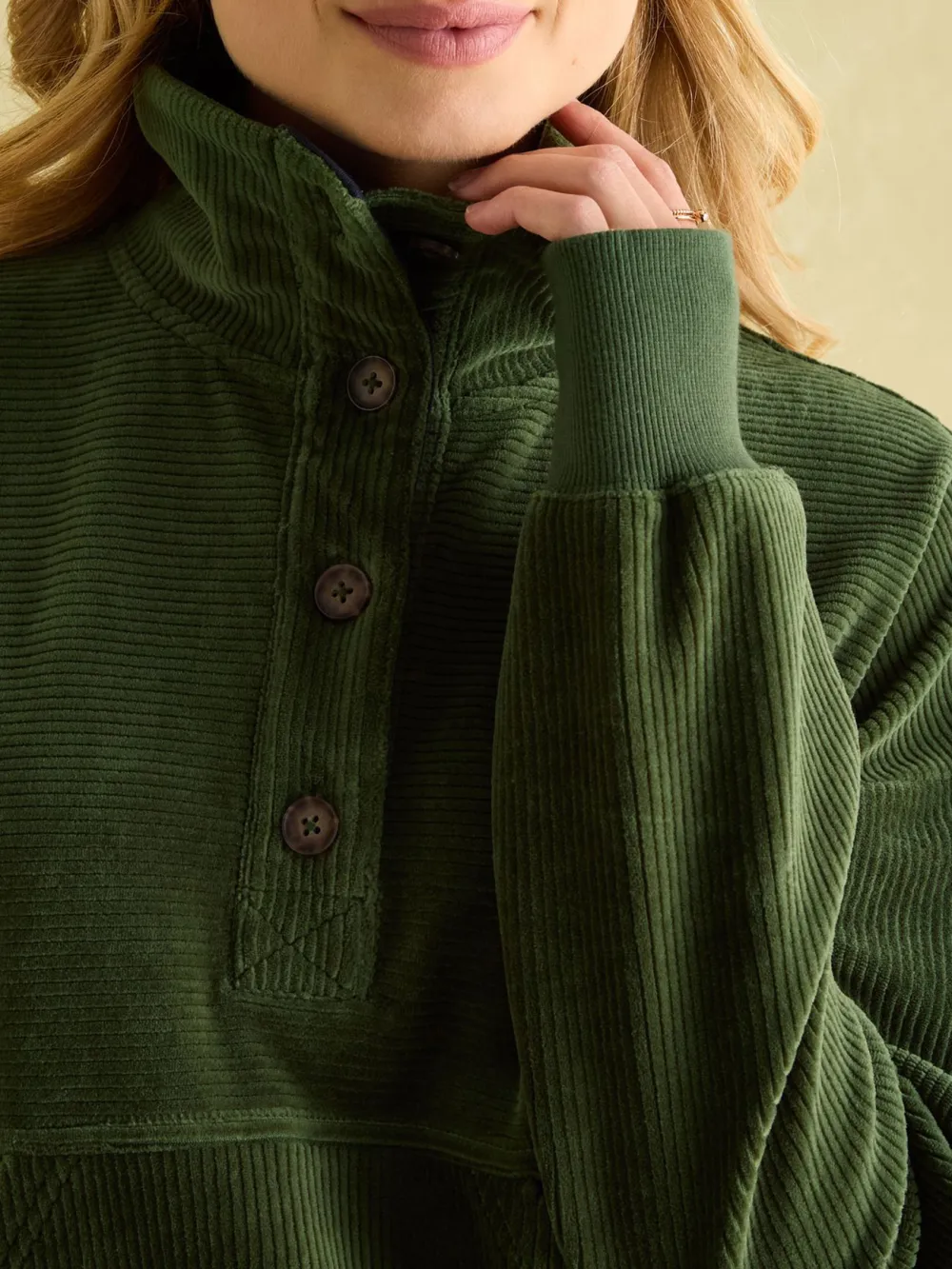 Green Casual Style Corduroy Sweatshirt