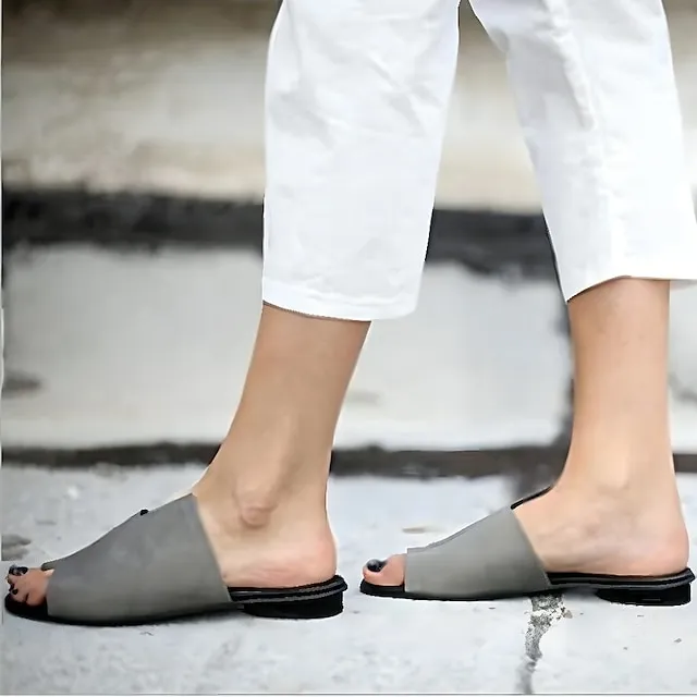 Women's Sandals Slippers Boho Bohemia Beach Flat Sandals Orthopedic Sandals Bunion Sandals Outdoor Daily Beach Summer Spring Flat Heel Open Toe Classic Casual Minimalism Polyester Synthetics Loafer