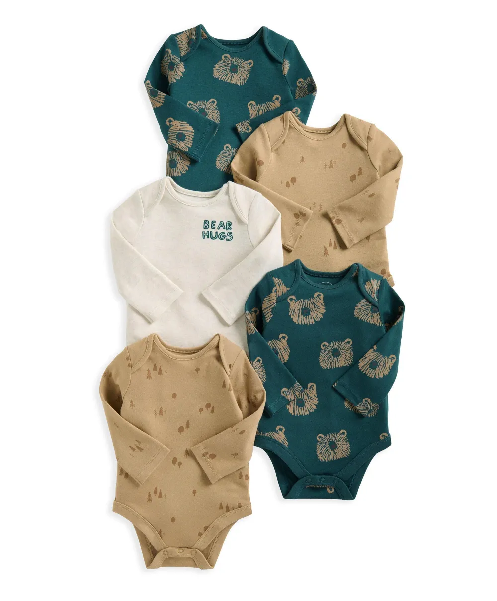Bear Long Sleeve Bodysuits (Pack of 5)