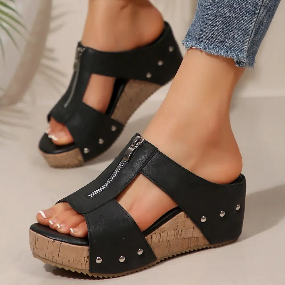 Cushioned Thick Sole Wedge Slide Sandals