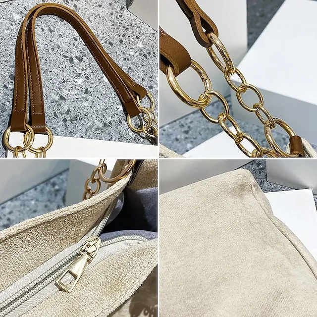 Women's Tote Shoulder Bag Bucket Bag PU Leather Outdoor Daily Holiday Zipper Large Capacity Lightweight Durable Solid Color Letter dark brown Black Brown